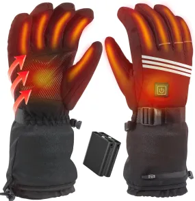 Heated Gloves for Men Women,Rechargeable Heated Gloves with 7.4V/2 5000mAh Battery 4 Temperature Levels,Waterproof Touchscreen Electric Heating Hand Warmer Gloves for Motorcycle Skiing Hunting