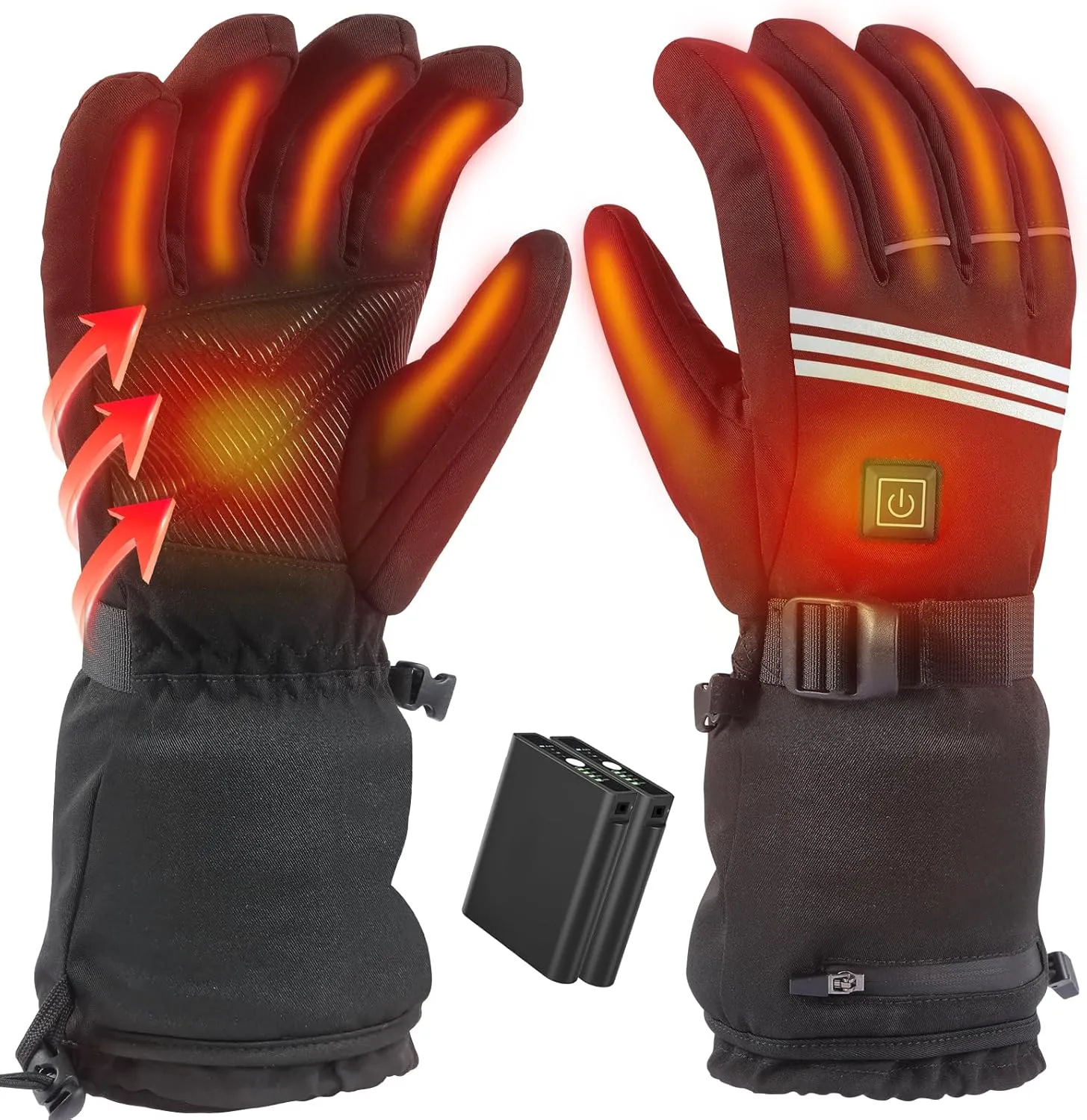 Heated Gloves for Men Women,Rechargeable Heated Gloves with 7.4V/2 5000mAh Battery 4 Temperature Levels,Waterproof Touchscreen Electric Heating Hand Warmer Gloves for Motorcycle Skiing Hunting
