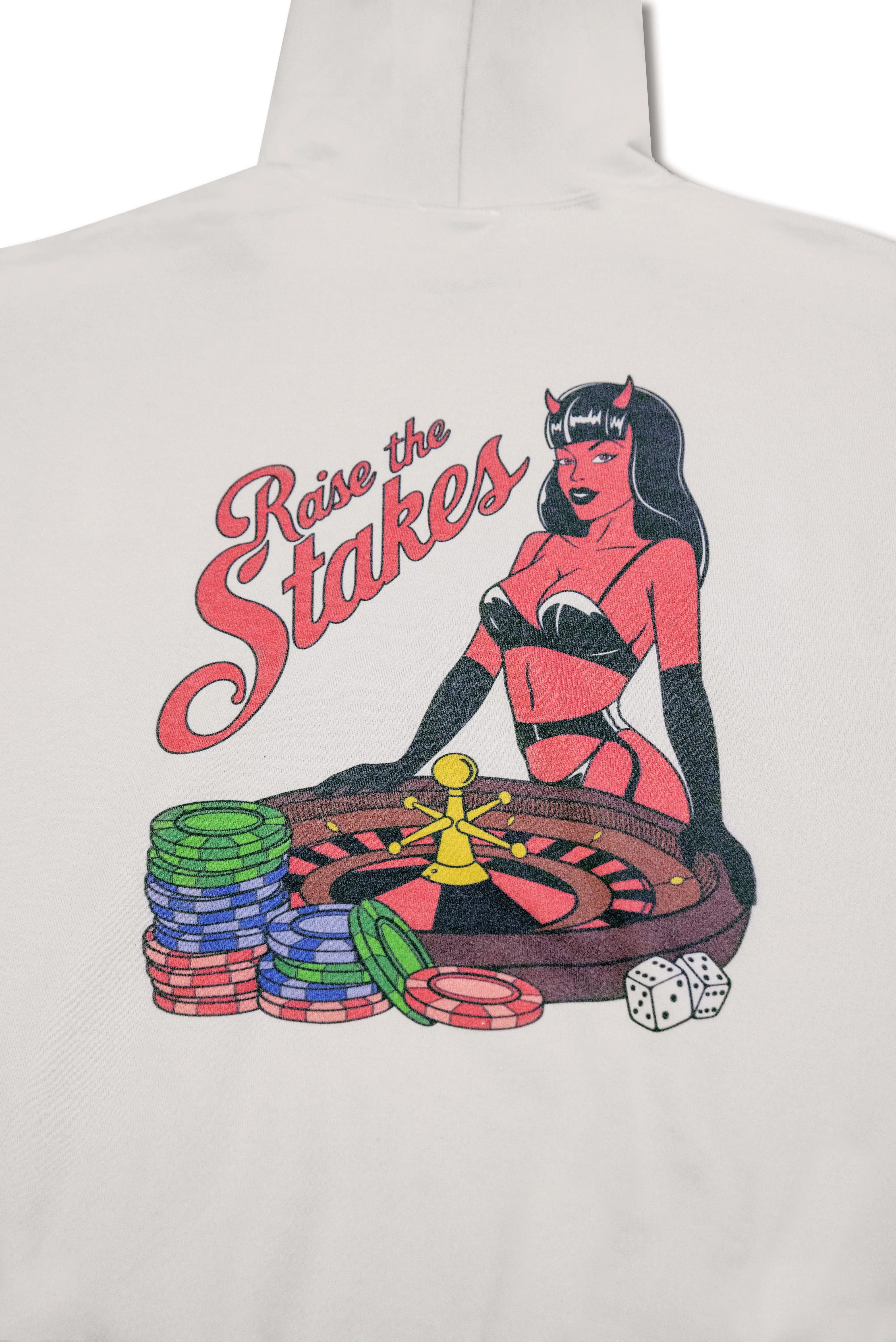 Hoodie in Sand with Raise The Steaks Roulette Print