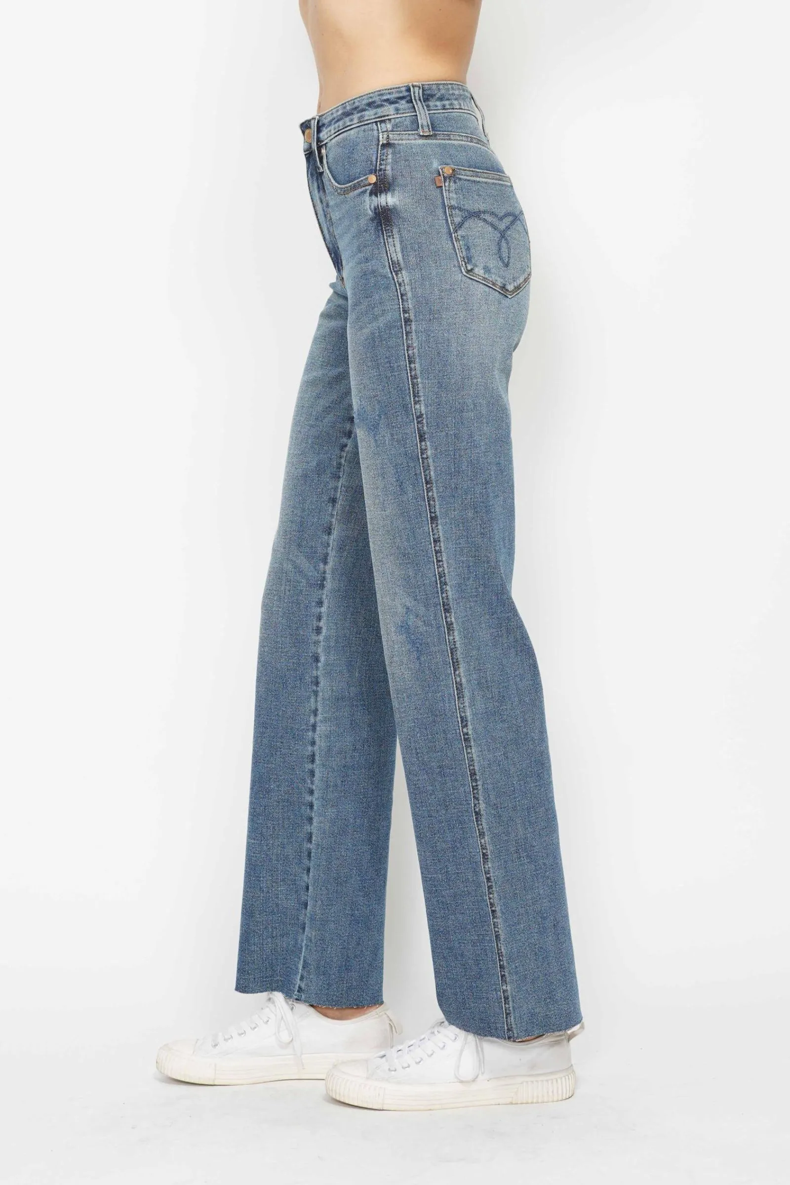 Judy Blue High Waist Straight Raw Hem Jeans