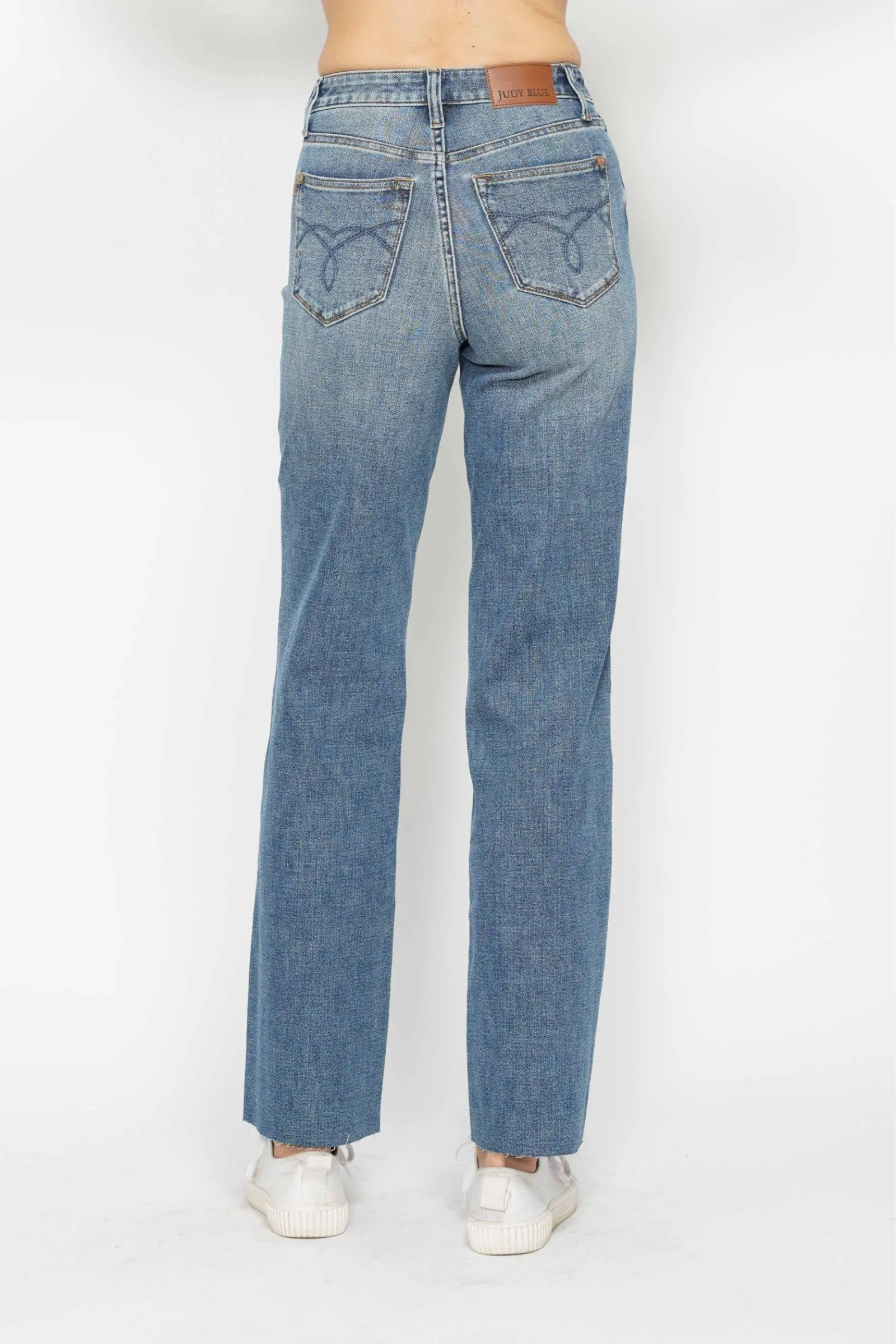 Judy Blue High Waist Straight Raw Hem Jeans