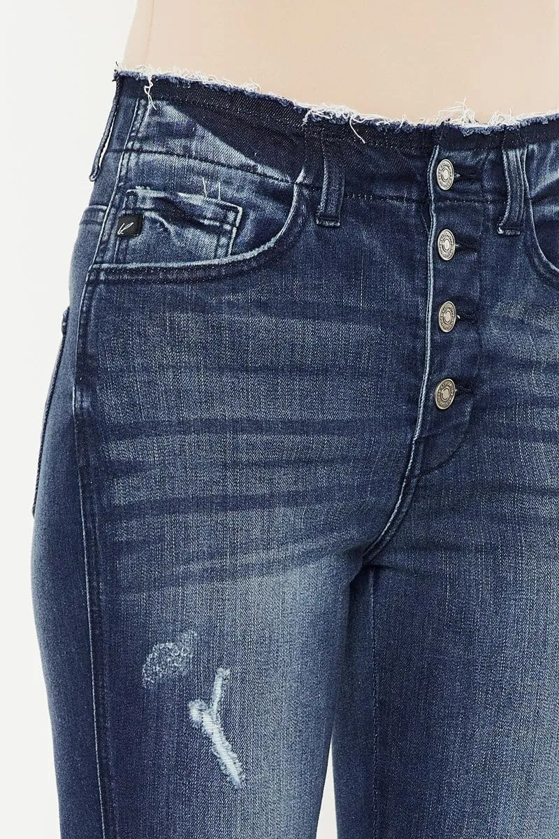Kan Can Women's high Rise Distressed Ankle Skinny Jeans