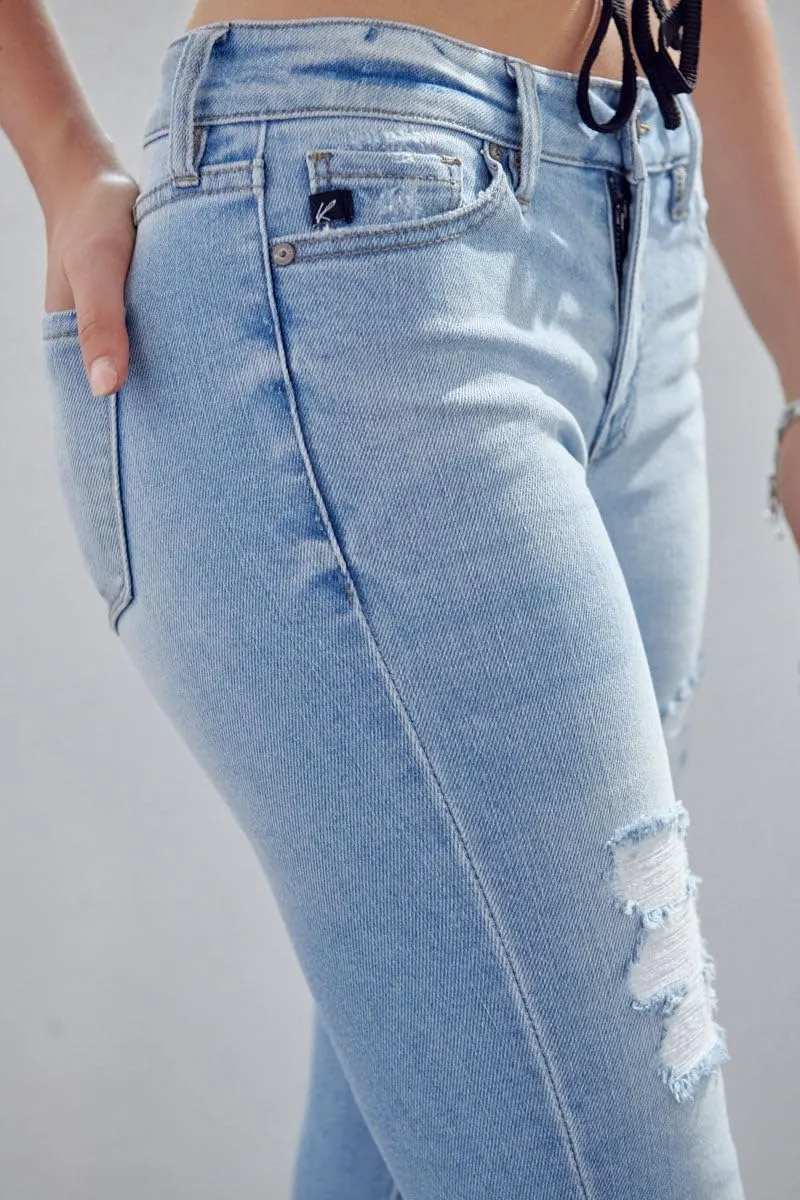 Kan Can Women's high Rise Distressed Ankle Skinny Jeans