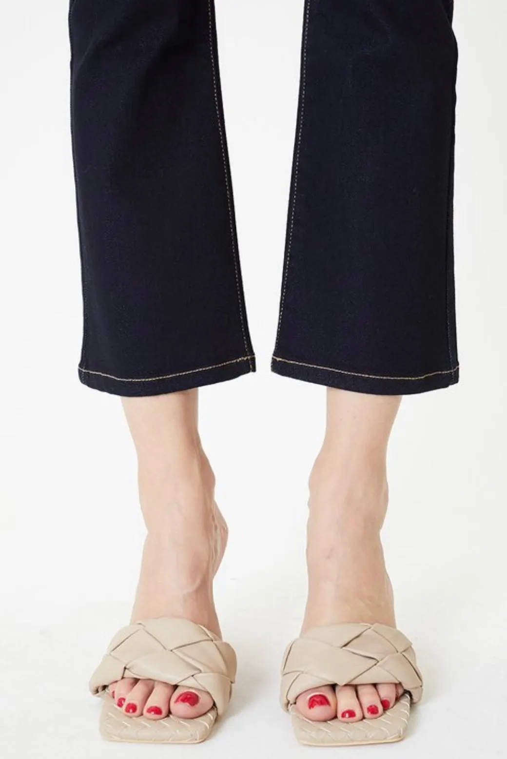 KANCAN-High Rise Kick Flare Capris