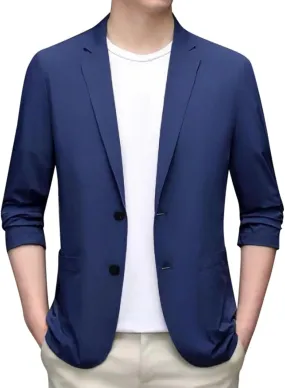 Men's Blazer Lightweight Casual Solid One Button Slim Fit Sport Coat Business Daily Blazer with Pockets for Prom Party