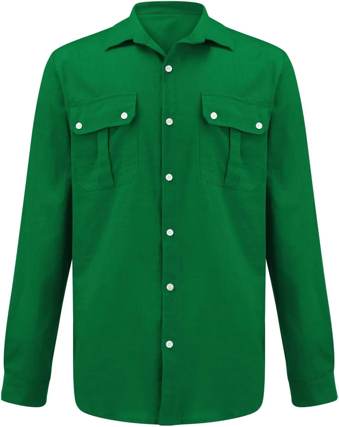 Men's Cotton Linen Shirts Retro Multi-Pockets Lapel Long Sleeve Workwear Breathable Quick Dry Summer Tropical Tops