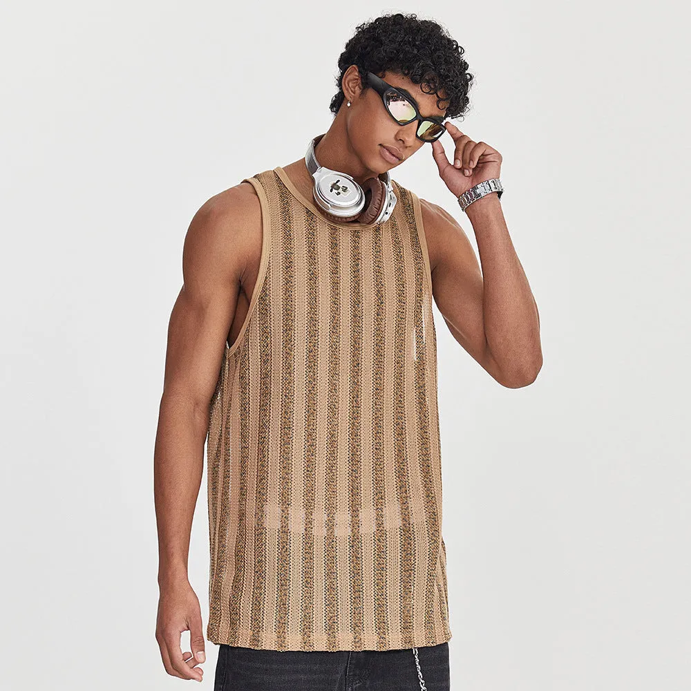 Men's Loose Breathable Vertical Stripes Casual Vest