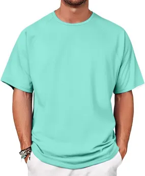 Mens Round Neck Pullovers Quick Dry Lightweight Breathable Summer Crewneck Workout Gym Shirt Sports Tops