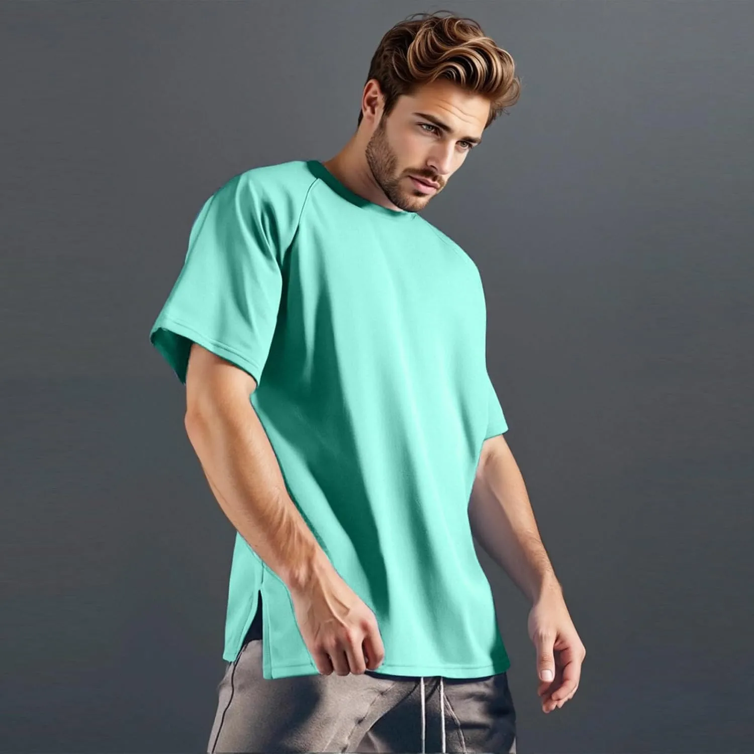 Mens Round Neck Pullovers Quick Dry Lightweight Breathable Summer Crewneck Workout Gym Shirt Sports Tops