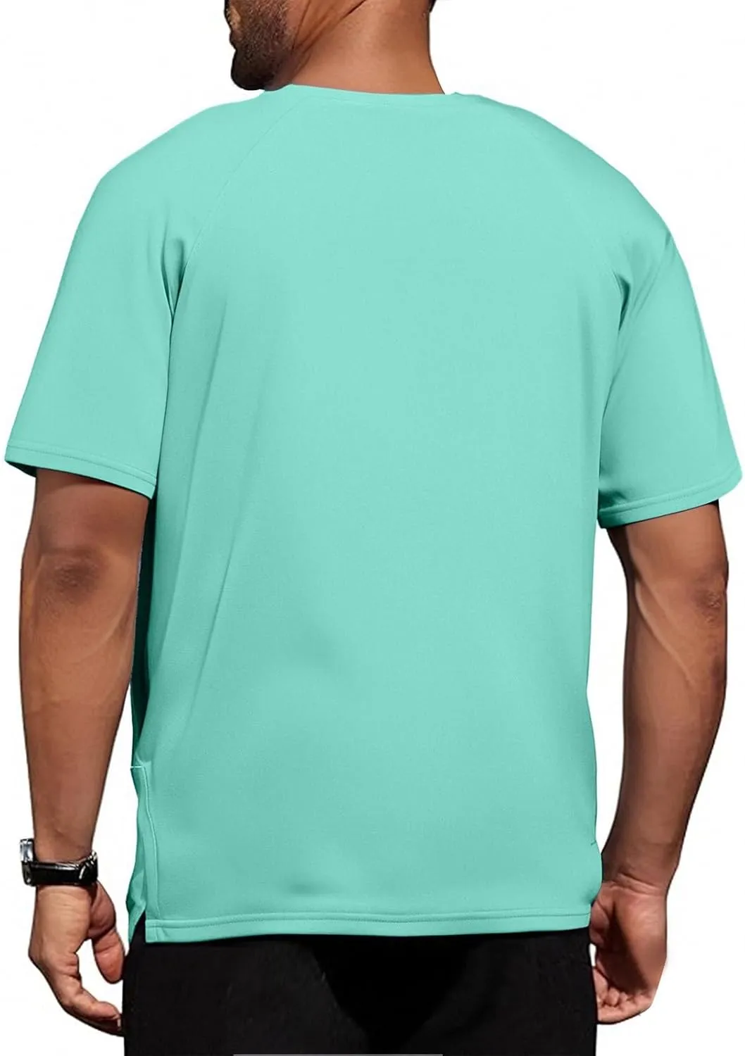 Mens Round Neck Pullovers Quick Dry Lightweight Breathable Summer Crewneck Workout Gym Shirt Sports Tops