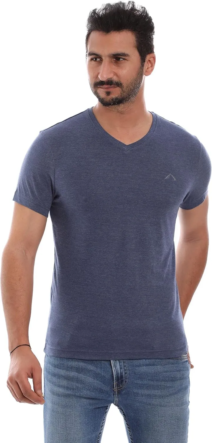 Mens V-Neck T-Shirt (Slim FIT) | 3/6 Pack, Vneck Tshirt | Cotton Rich, Ultra Soft, Breathable, Tag Free (Made in Egypt)