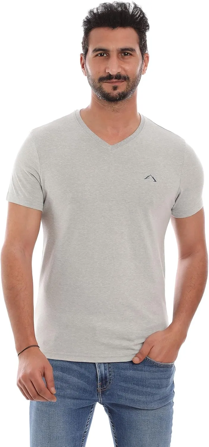 Mens V-Neck T-Shirt (Slim FIT) | 3/6 Pack, Vneck Tshirt | Cotton Rich, Ultra Soft, Breathable, Tag Free (Made in Egypt)