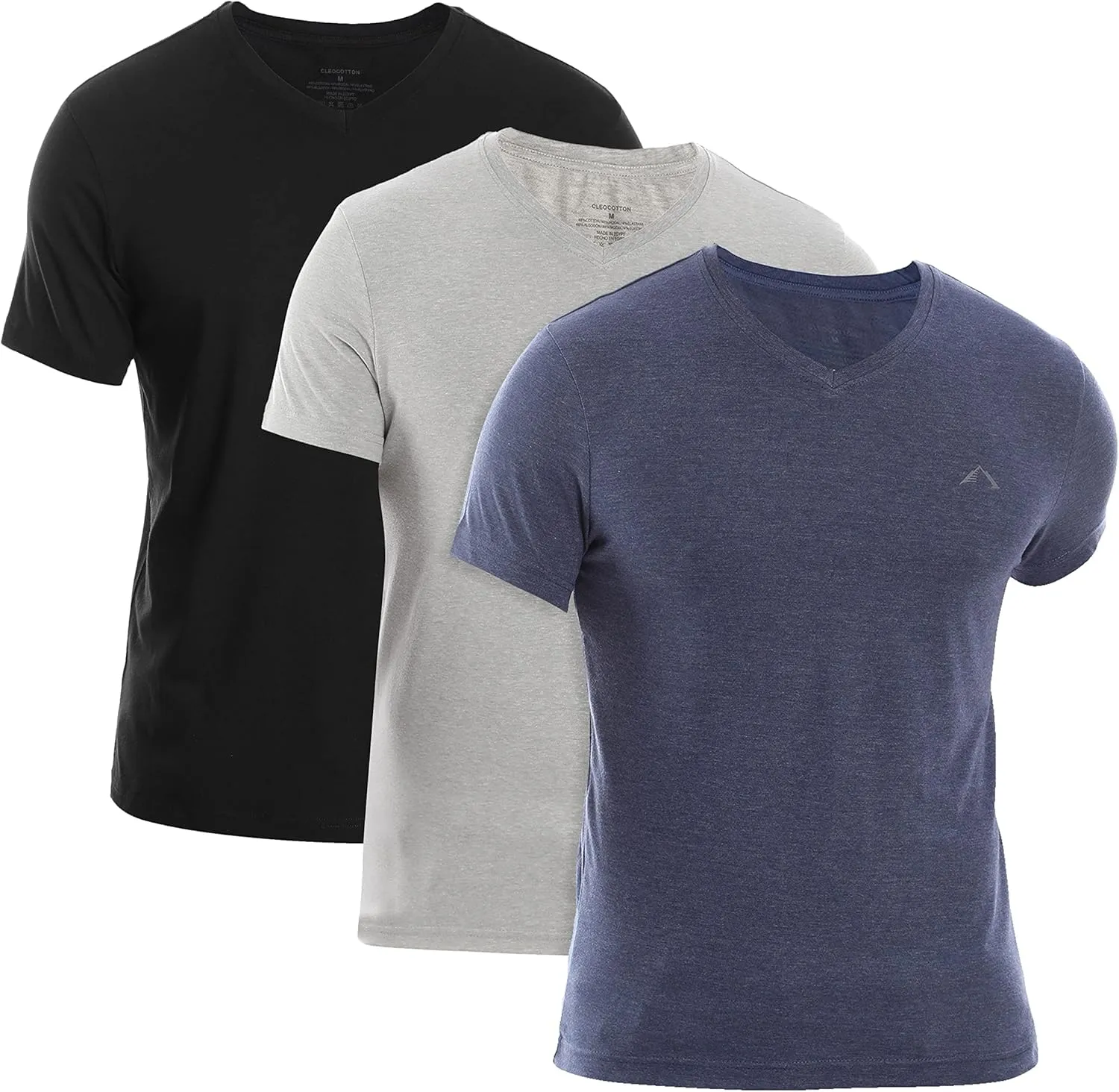 Mens V-Neck T-Shirt (Slim FIT) | 3/6 Pack, Vneck Tshirt | Cotton Rich, Ultra Soft, Breathable, Tag Free (Made in Egypt)