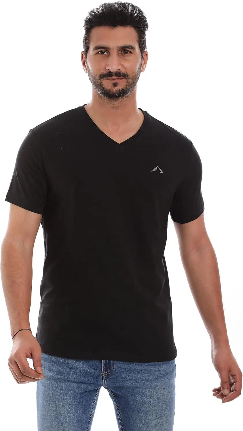 Mens V-Neck T-Shirt (Slim FIT) | 3/6 Pack, Vneck Tshirt | Cotton Rich, Ultra Soft, Breathable, Tag Free (Made in Egypt)
