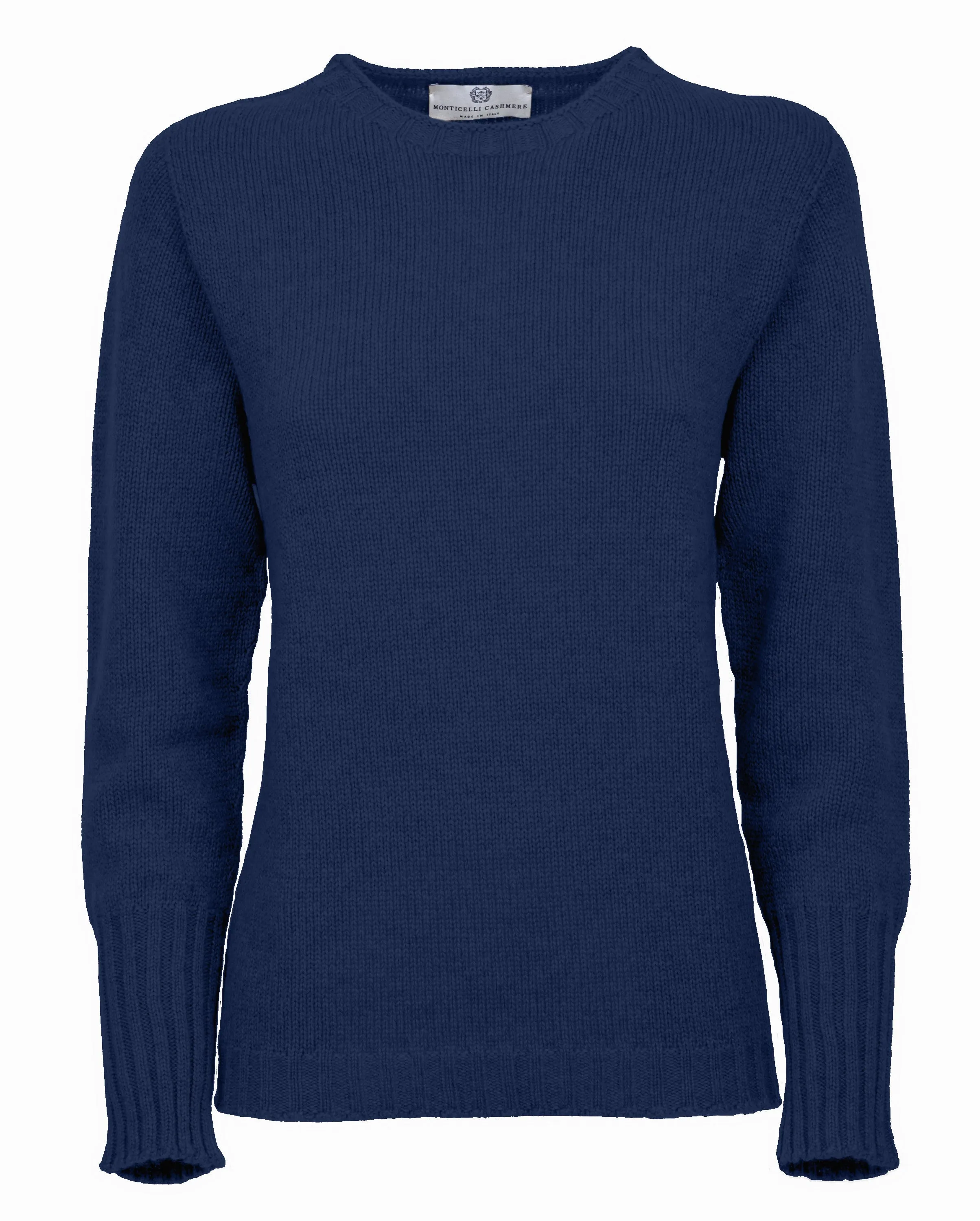 NEW FALL 24 - Women's Pure Cashmere Crew Neck Sweater Melange Blue