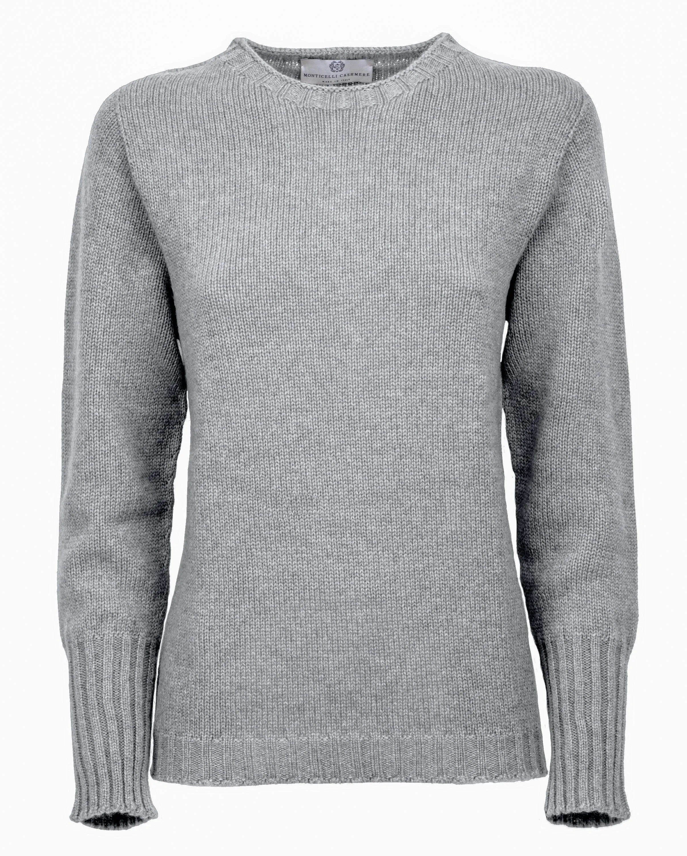 NEW FALL 24 - Women's Pure Cashmere Crew Neck Sweater Melange Gray