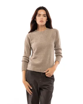 NEW FALL 24 - Women's Pure Cashmere Crew Neck Sweater Taupe