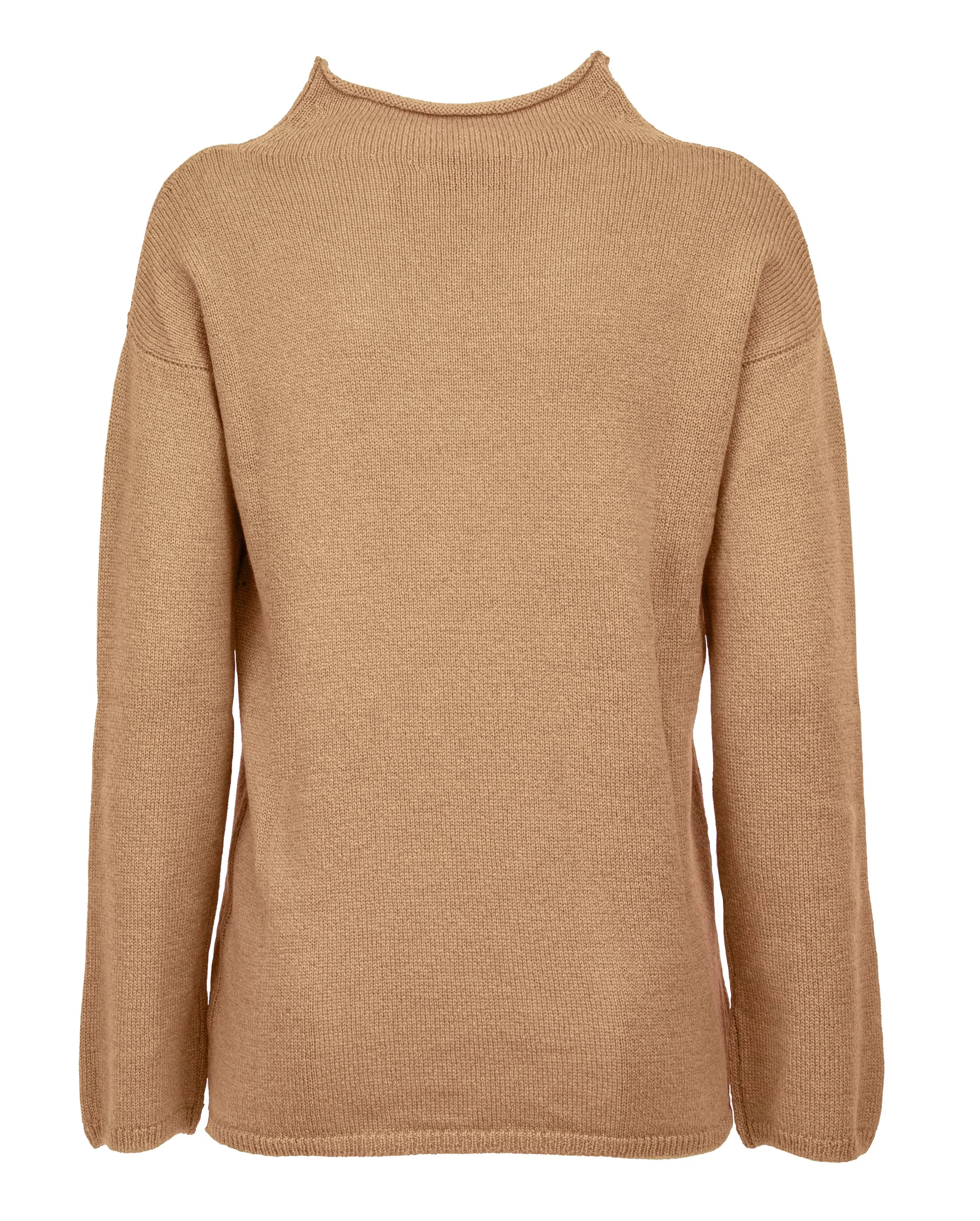 NEW FALL 24 - Women's Woold & Cashmere Wide Funnel Neck Sweater Camel