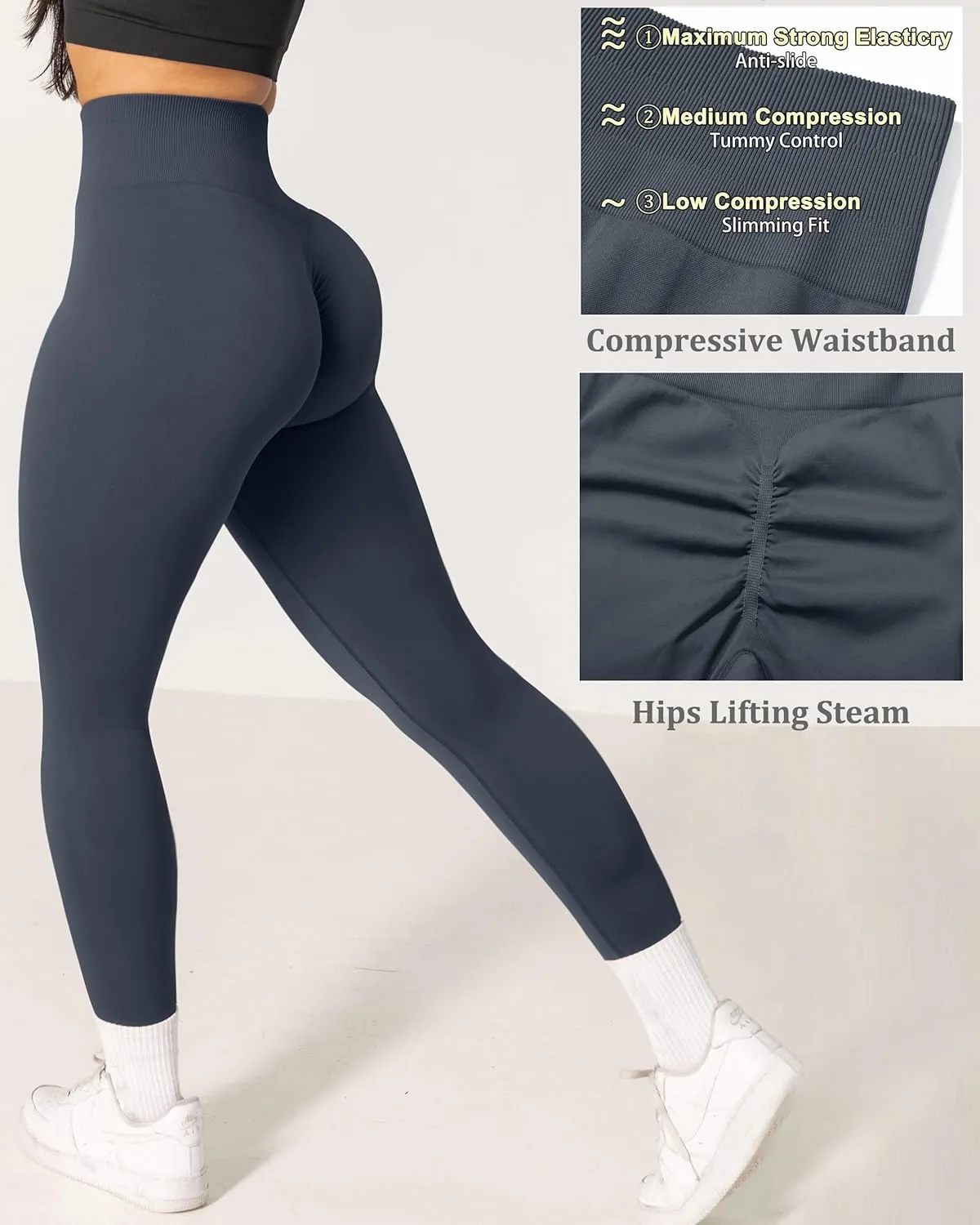 OMKAGI Women Scrunch Butt Lifting Leggings Seamless High Waisted Workout Yoga Pants