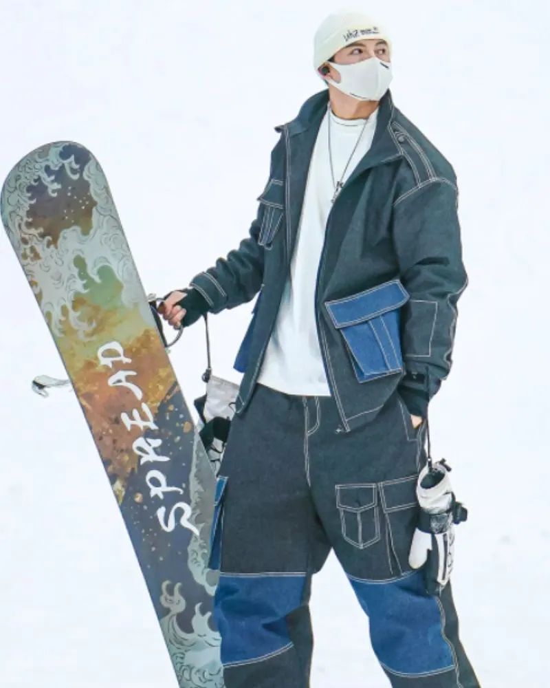 Ski Wear Windproof Jean Snow Jackets & Pants Suit (Sold Separately)