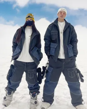 Ski Wear Windproof Jean Snow Jackets & Pants Suit (Sold Separately)