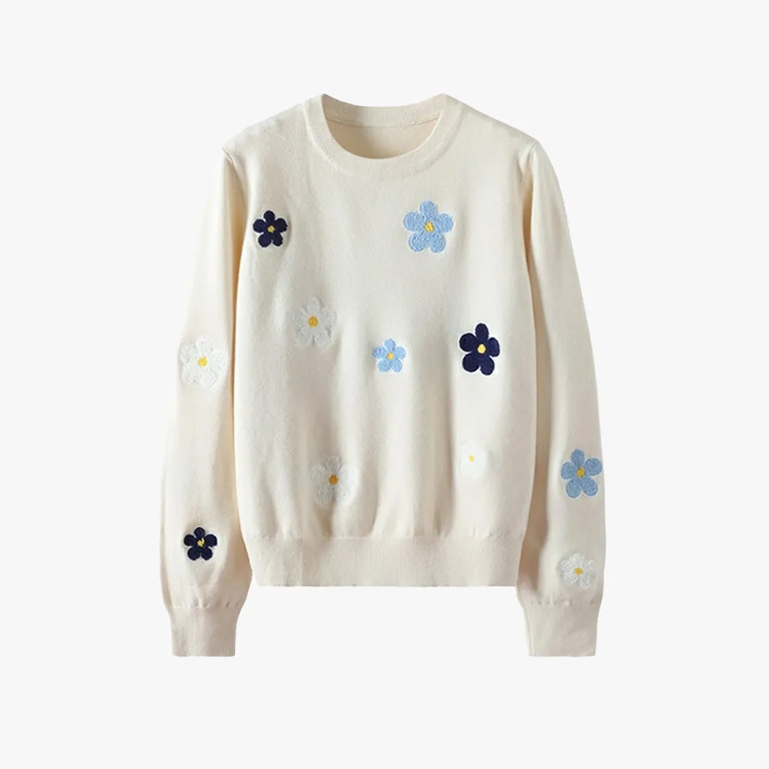 Soft Girl Embroidery Flower Sweater