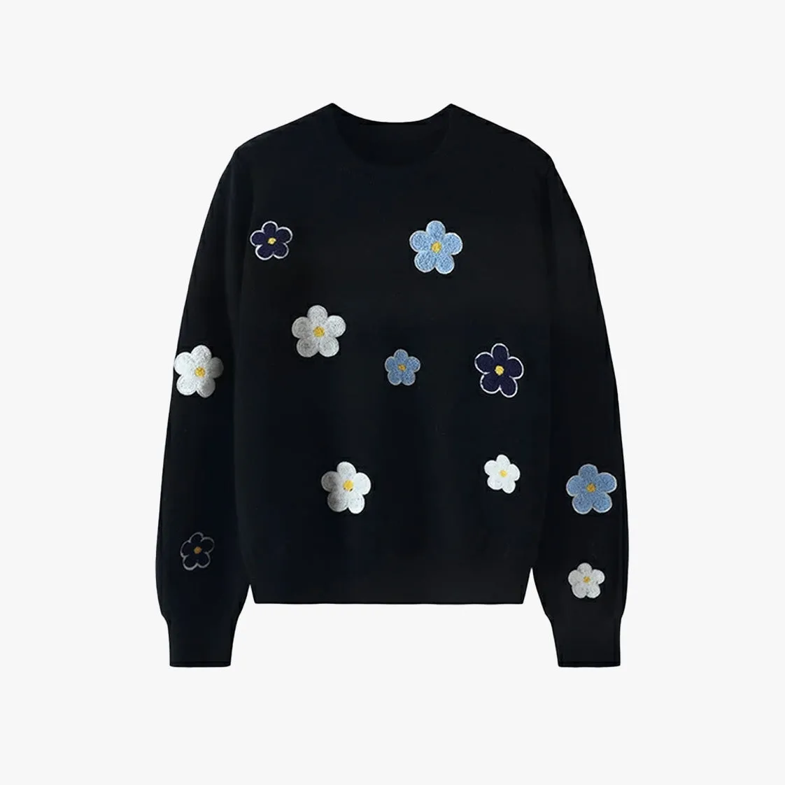 Soft Girl Embroidery Flower Sweater