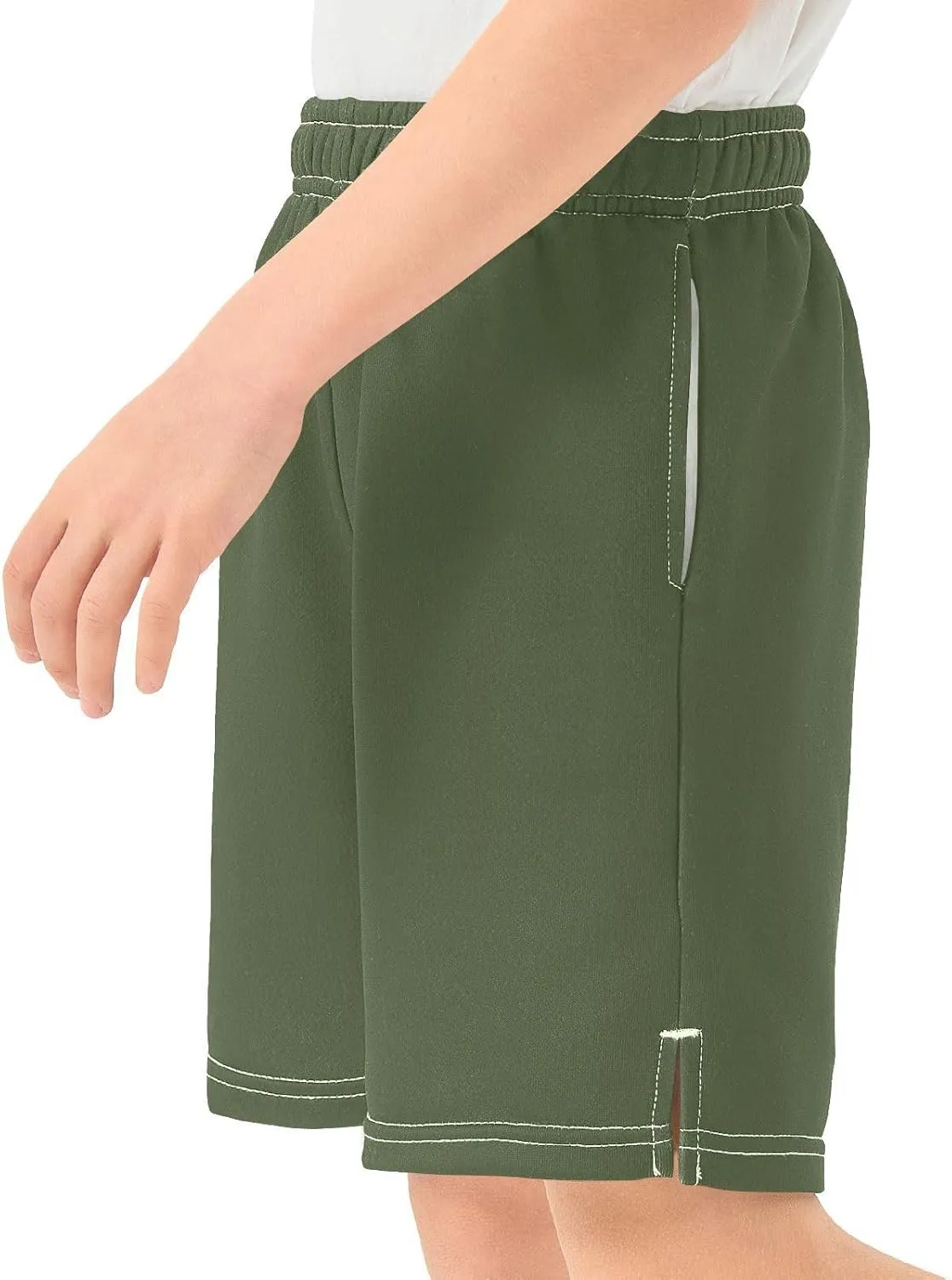 Solid Color Boys Athletic Shorts Lightweight Kids Active Soccer Shorts with Pockets