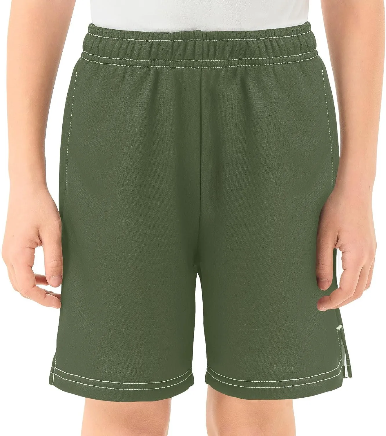 Solid Color Boys Athletic Shorts Lightweight Kids Active Soccer Shorts with Pockets