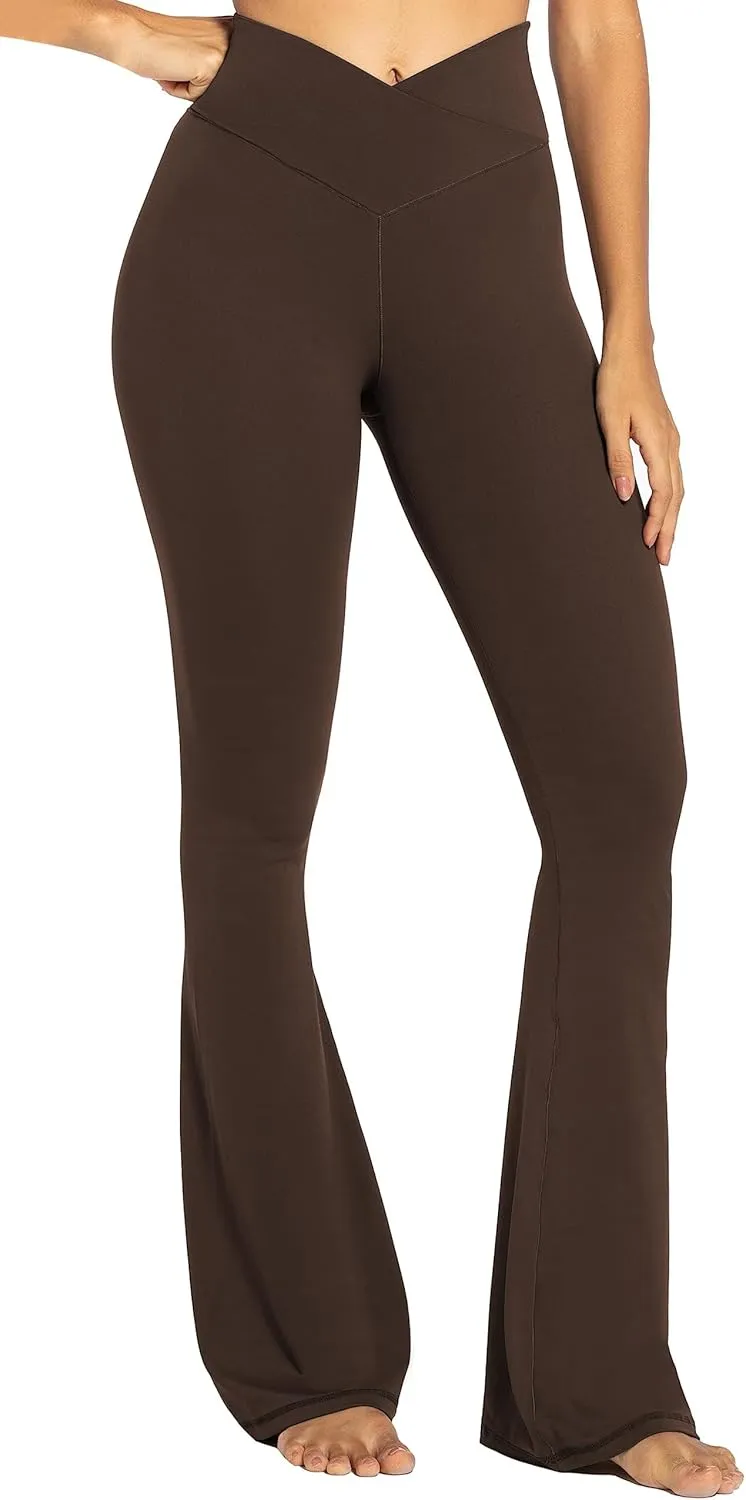 Sunzel Flare Leggings, Crossover Yoga Pants with Tummy Control, High-Waisted and Wide Leg
