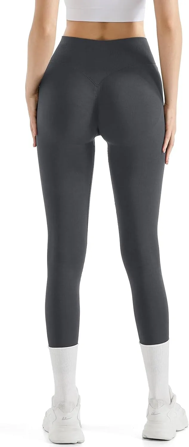 SUUKSESS Women Hidden Scrunch Butt Lifting Seamless Leggings High Waisted Workout Yoga Pants