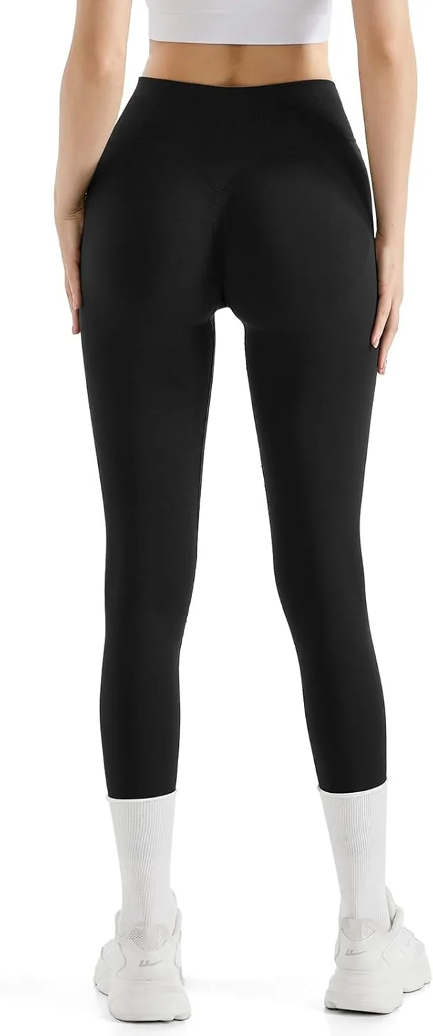 SUUKSESS Women Hidden Scrunch Butt Lifting Seamless Leggings High Waisted Workout Yoga Pants