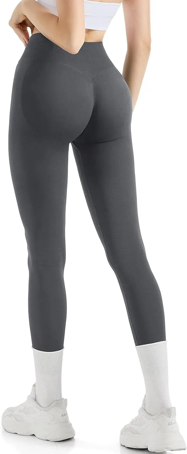 SUUKSESS Women Hidden Scrunch Butt Lifting Seamless Leggings High Waisted Workout Yoga Pants