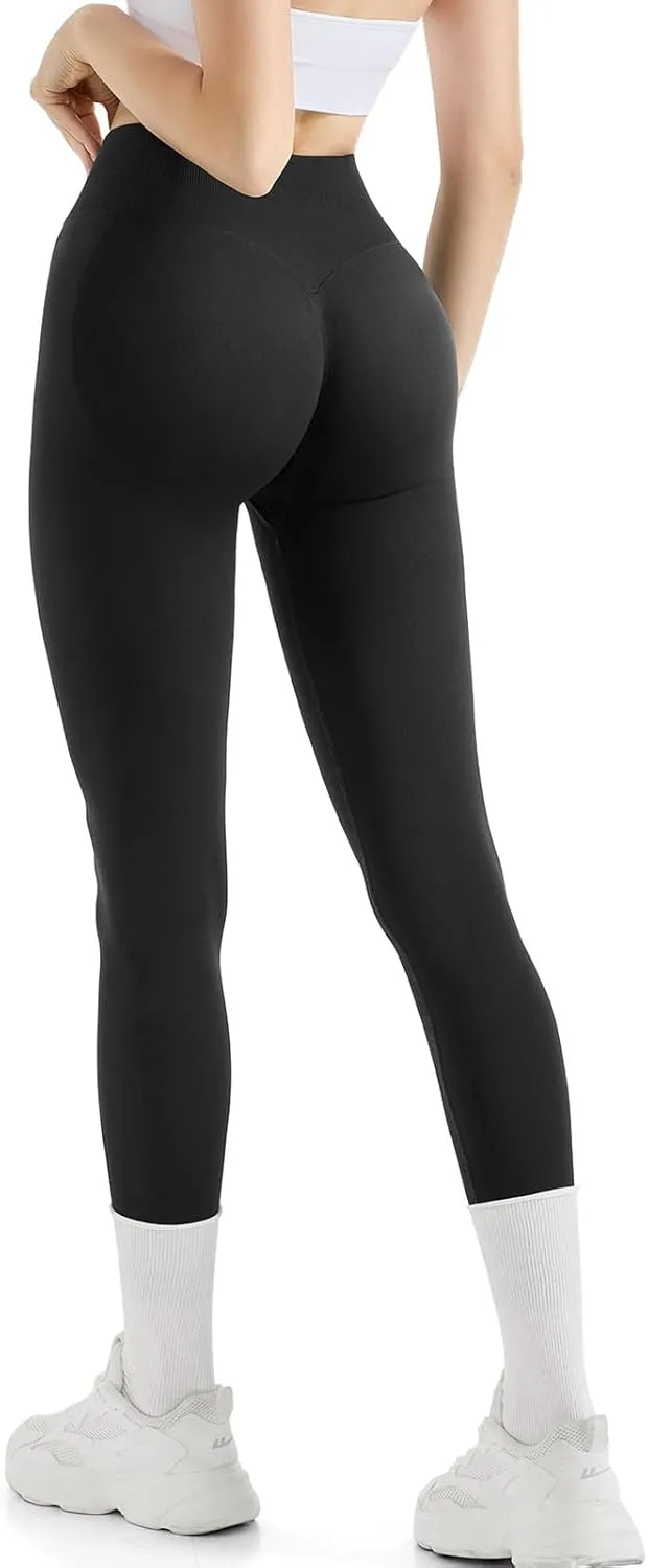 SUUKSESS Women Hidden Scrunch Butt Lifting Seamless Leggings High Waisted Workout Yoga Pants