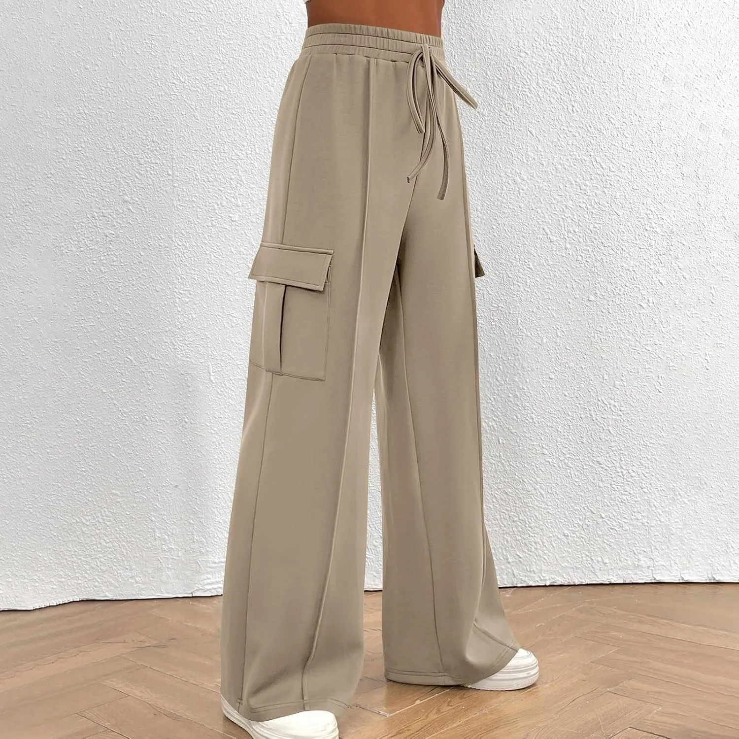 TANGNADE Womens Baggy Sweatpants Wide Leg Elastic Waisted Sweat Pants Cozy Casual Jogger Trouser Yoga Pants Pockets