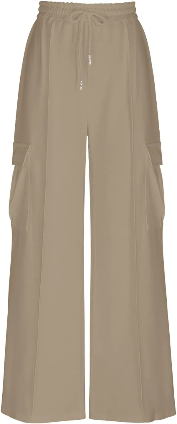 TANGNADE Womens Baggy Sweatpants Wide Leg Elastic Waisted Sweat Pants Cozy Casual Jogger Trouser Yoga Pants Pockets