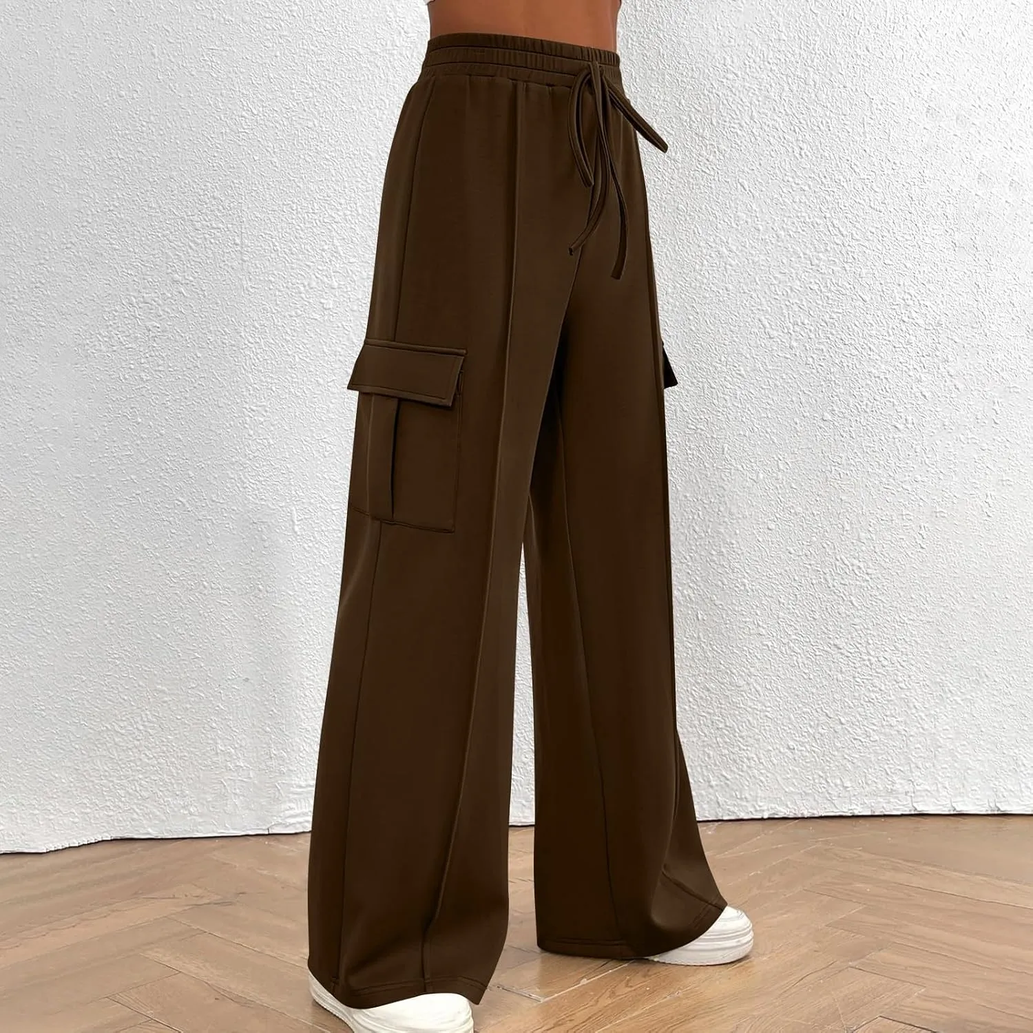 TANGNADE Womens Baggy Sweatpants Wide Leg Elastic Waisted Sweat Pants Cozy Casual Jogger Trouser Yoga Pants Pockets