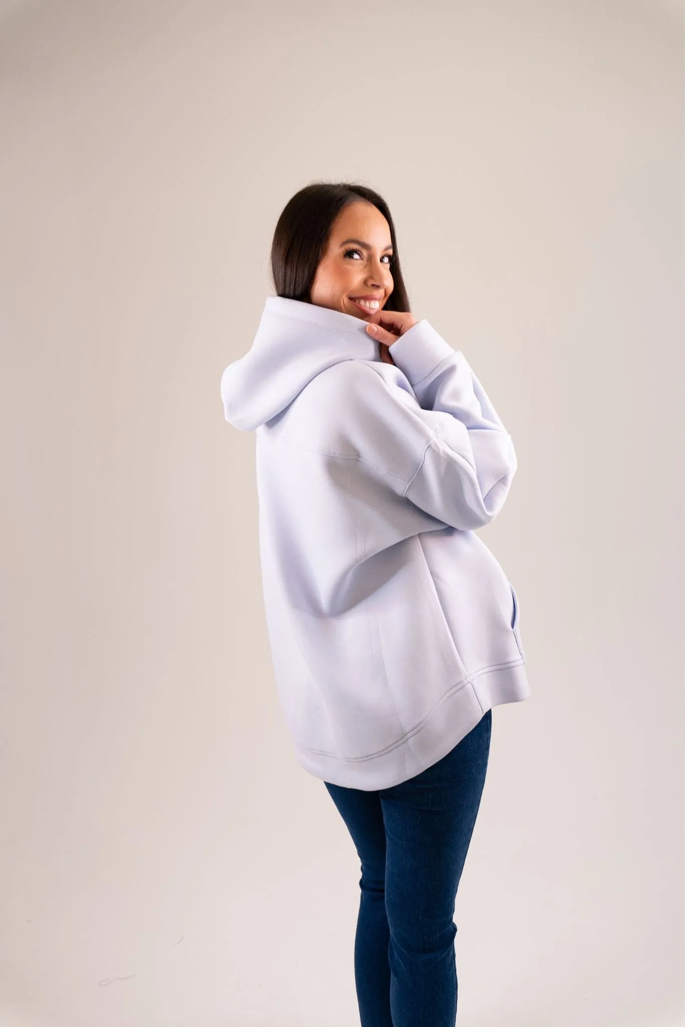 Taylor Zip Up Hoodie In Sky Blue