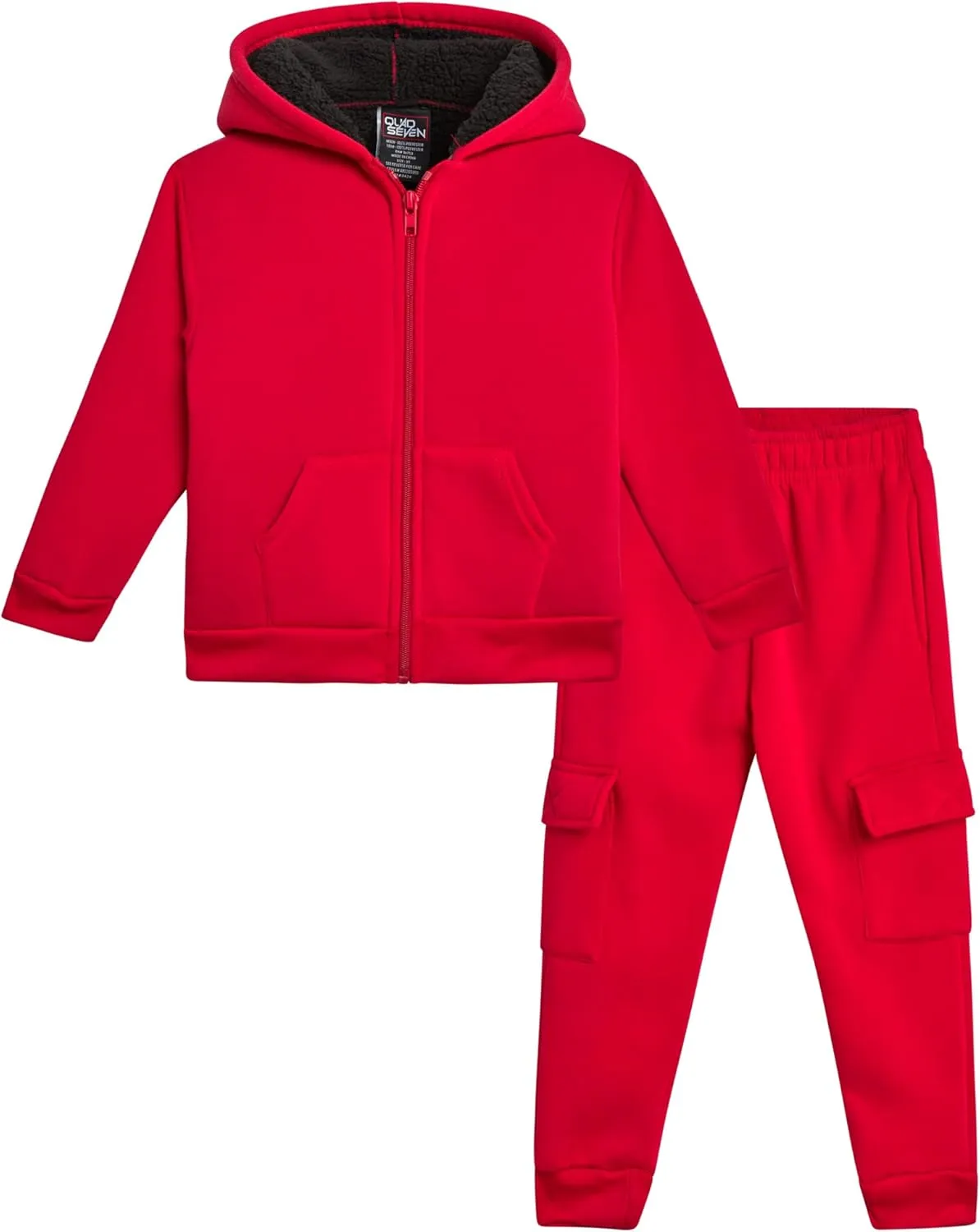 Toddler Boys' Sherpa Fleece Jogger Set - 2 Piece Basic Cozy Sherpa Lined Hoodie and Cargo Sweatpants (Sizes: 2T-7)