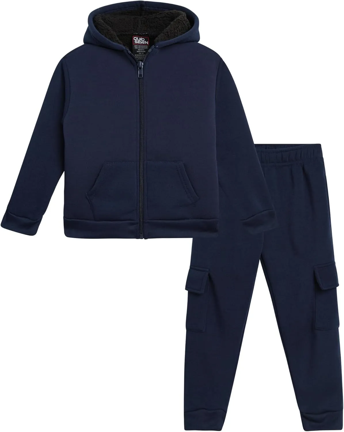 Toddler Boys' Sherpa Fleece Jogger Set - 2 Piece Basic Cozy Sherpa Lined Hoodie and Cargo Sweatpants (Sizes: 2T-7)