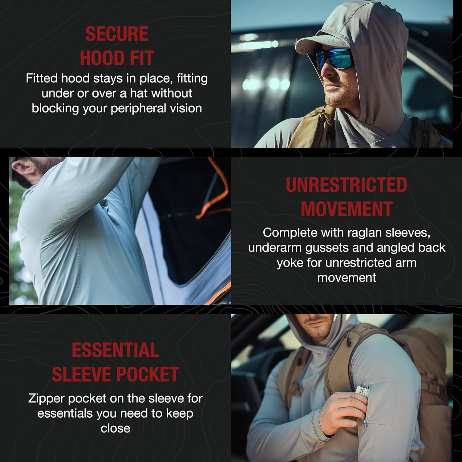 Vertx Men's Full Sun Hoody with Protection, Outdoor Performance Hoodie, Moisture-Wicking, Quick-Dry