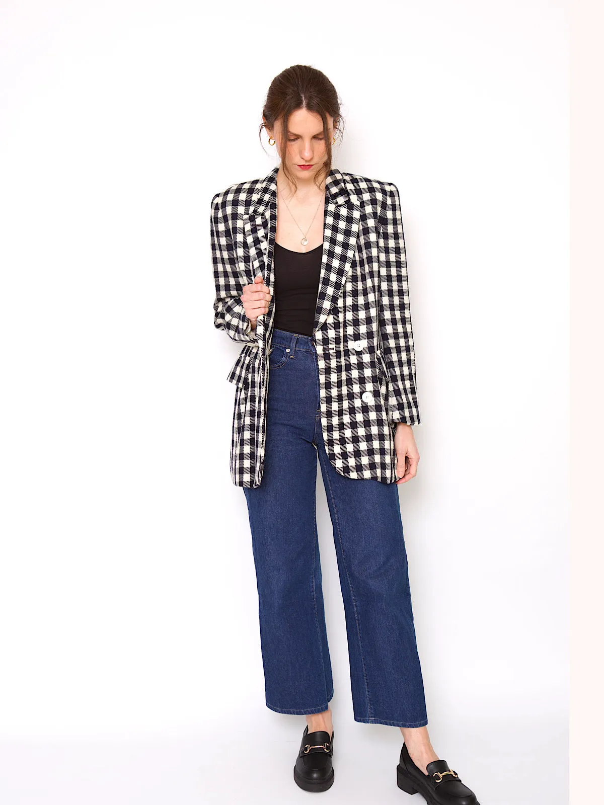 Vintage Laurel blazer check print long length