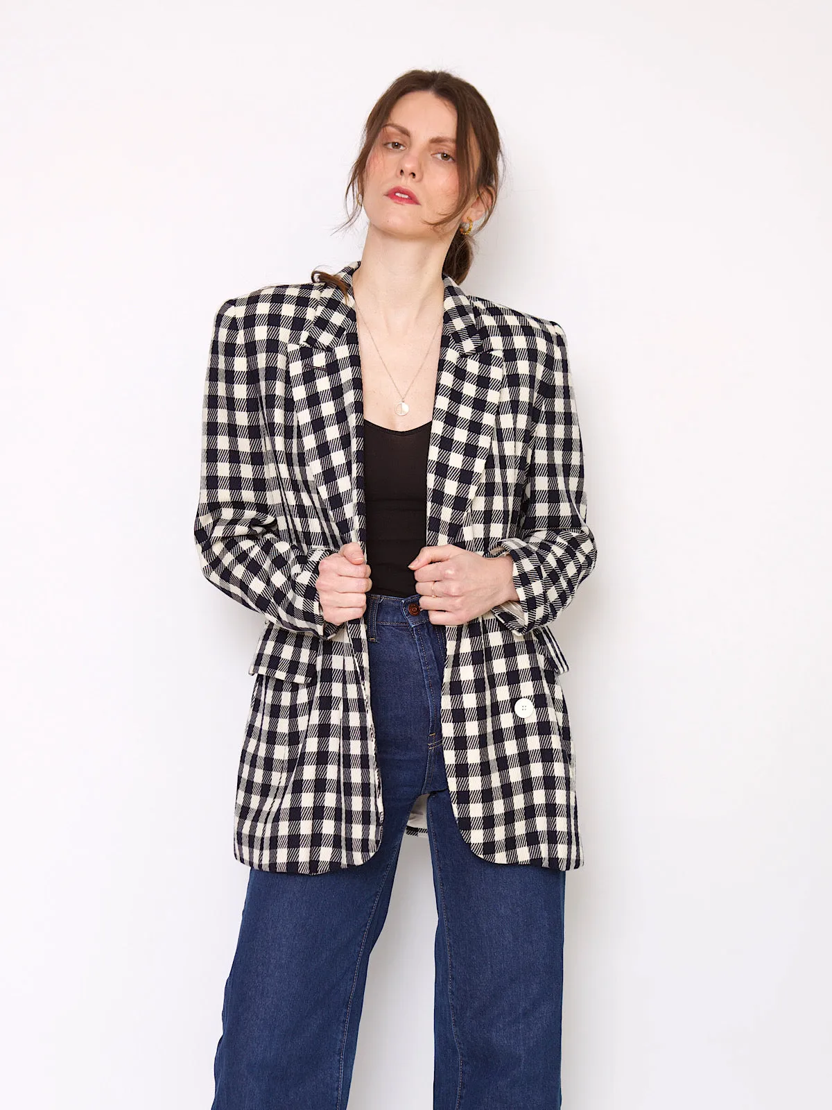 Vintage Laurel blazer check print long length