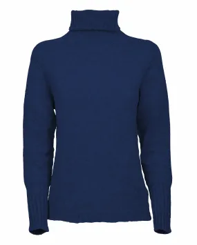 Women's Classic Cashmere Turtleneck Sweater Melange Blue
