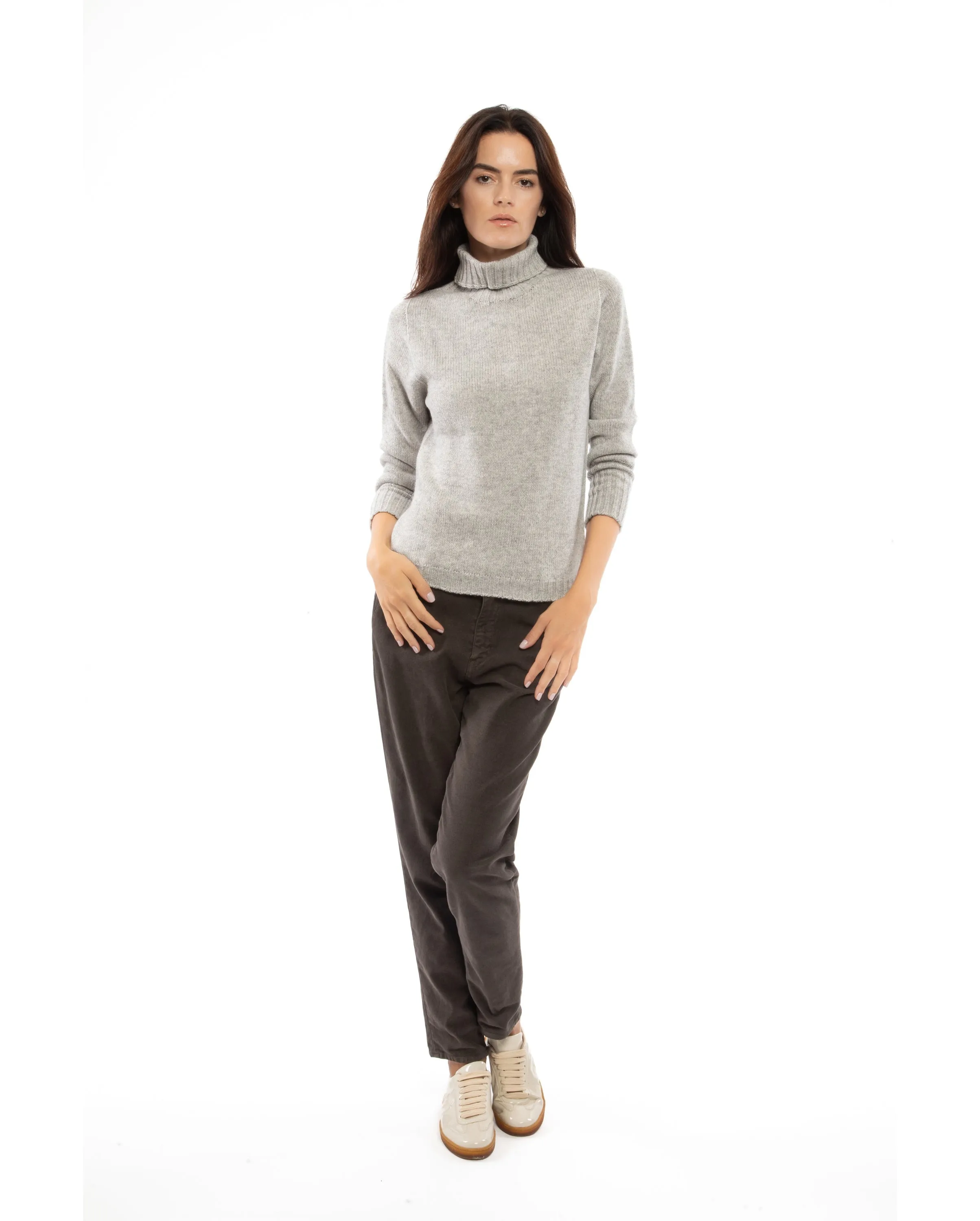 Women's Classic Cashmere Turtleneck Sweater Melange Blue