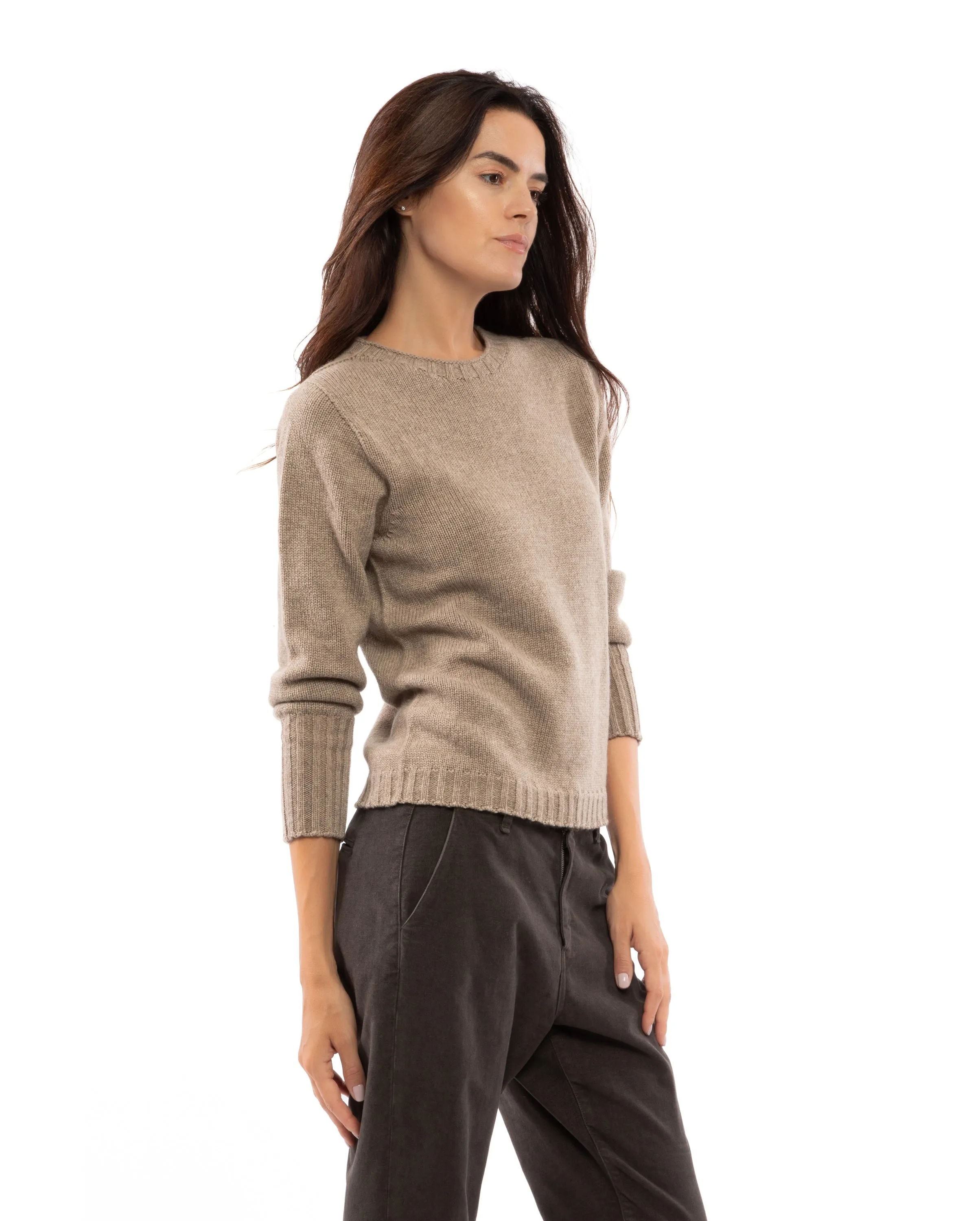 Women's Pure Cashmere Crew Neck Sweater Beige