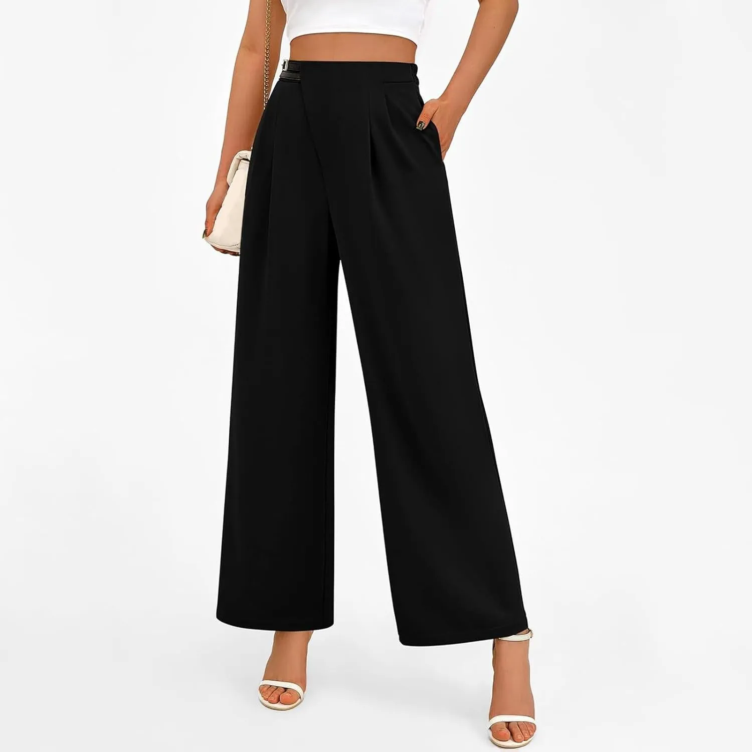 Women's Wide Leg Pants Dressy High Waisted Business Casual Work Office Suit Palazzo Long Straight Pant Trousers​