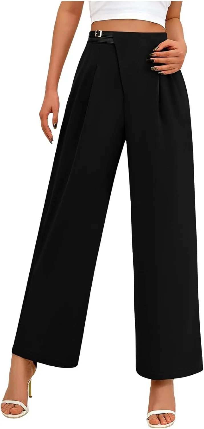 Women's Wide Leg Pants Dressy High Waisted Business Casual Work Office Suit Palazzo Long Straight Pant Trousers​