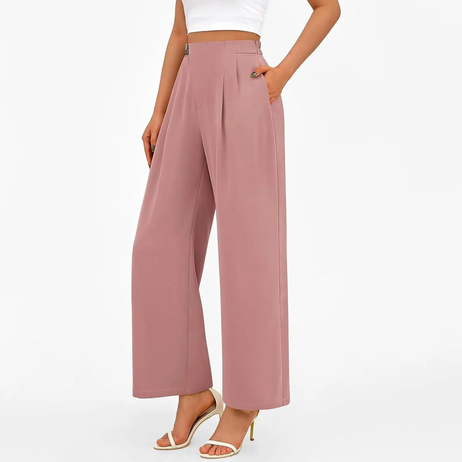 Women's Wide Leg Pants Dressy High Waisted Business Casual Work Office Suit Palazzo Long Straight Pant Trousers​