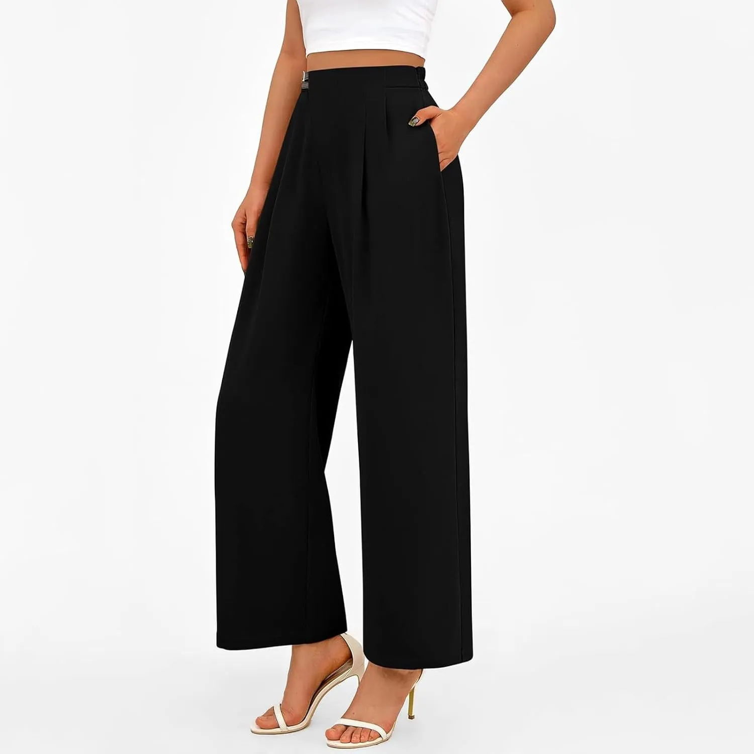 Women's Wide Leg Pants Dressy High Waisted Business Casual Work Office Suit Palazzo Long Straight Pant Trousers​